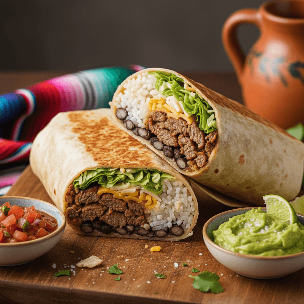 Authentic Mexican burrito with fresh ingredients