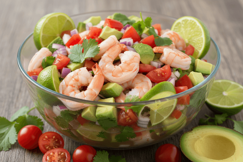 Fresh Mexican ceviche with shrimp