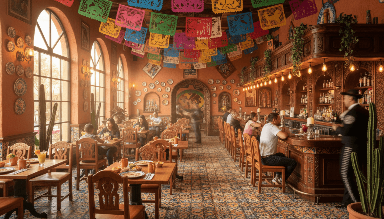 Los Patos Mexican Food restaurant interior with traditional Mexican decor